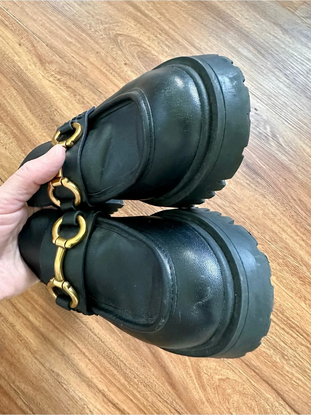 Mango Leather Track Sole Moccasins